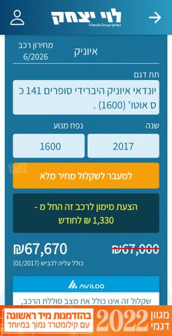 מודעת רכב יונדאי איוניק