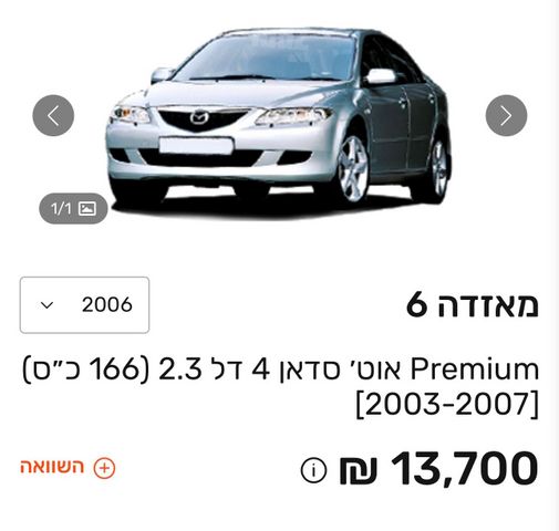 מודעת רכב מאזדה 6