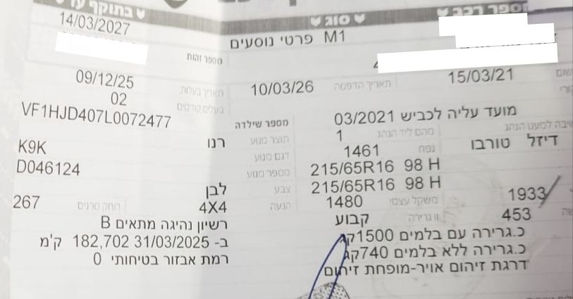 מודעת רכב דאצ'יה דאסטר