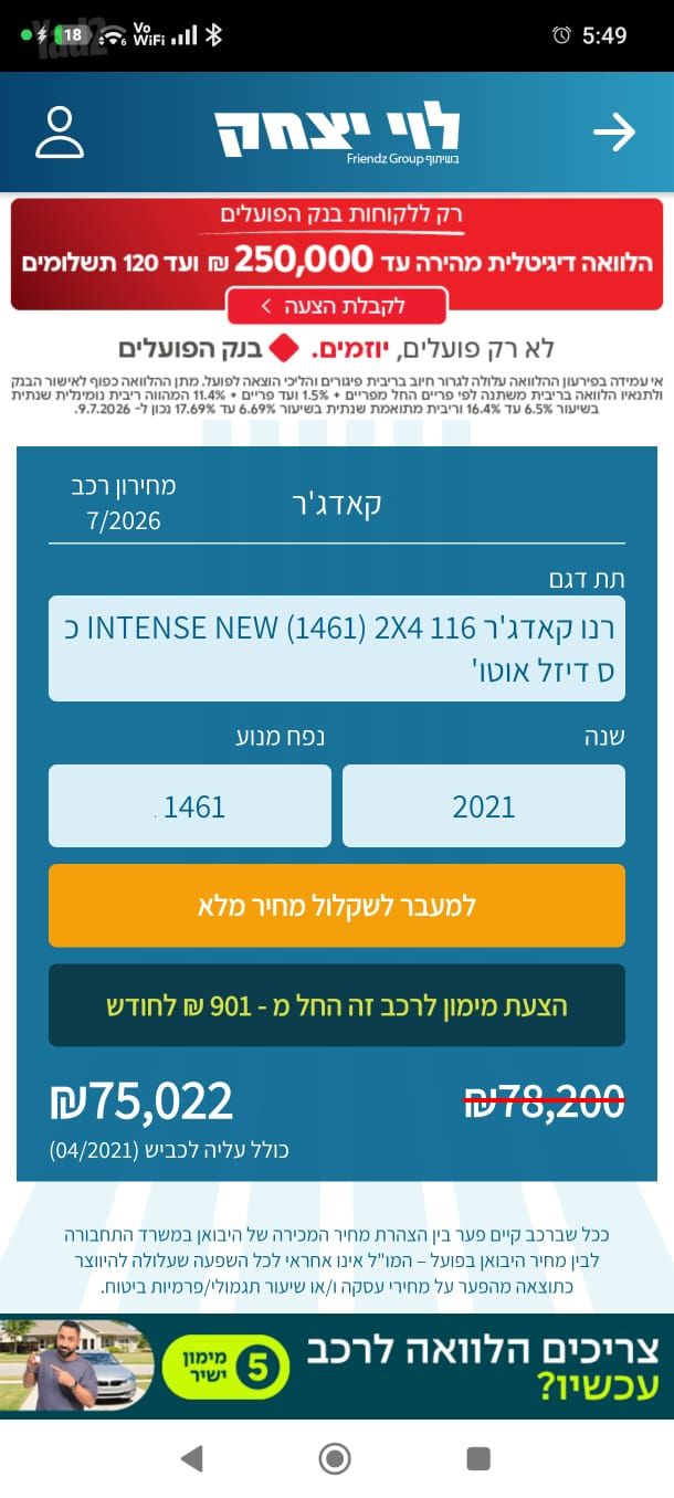 מודעת רכב רנו קדגא'ר