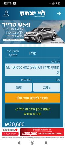 מודעת רכב סוזוקי סלריו