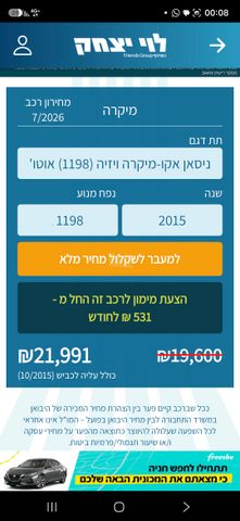 מודעת רכב ניסאן מיקרה