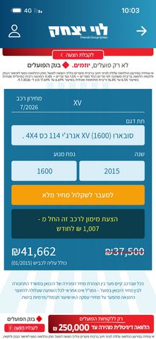 מודעת רכב סובארו XV