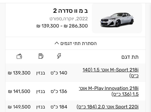 סדרה 2 M-Play Innovation 218i אוט׳ 1.5 (136 כ״ס)