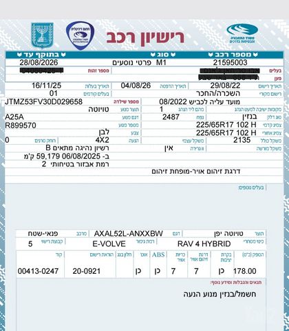 מודעת רכב טויוטה RAV4