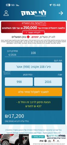 מודעת רכב פיג'ו 108