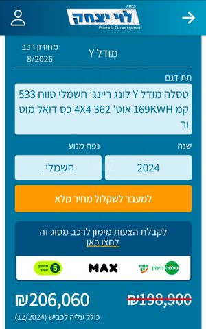 מודעת רכב טסלה מודל Y