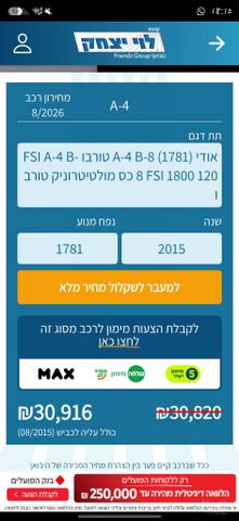 מודעת רכב אאודי A4