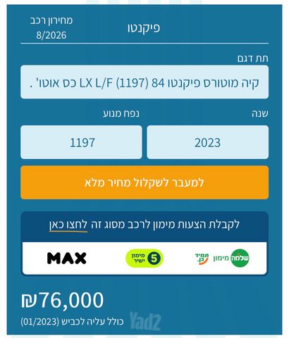 מודעת רכב קיה פיקנטו