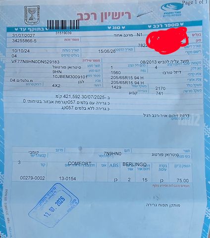 מודעת רכב סיטרואן ברלינגו 