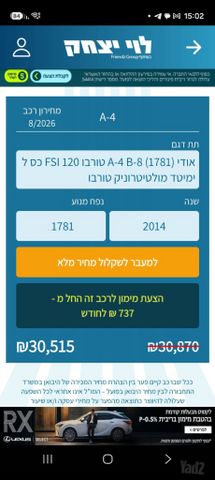 מודעת רכב אאודי A4