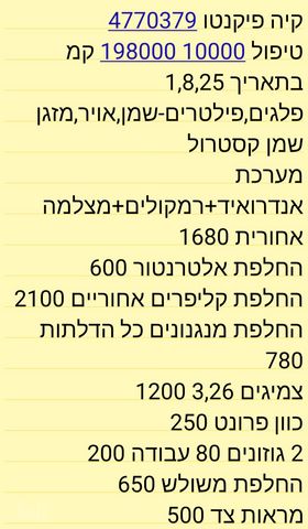 מודעת רכב קיה פיקנטו