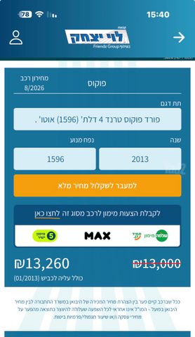 מודעת רכב פורד פוקוס
