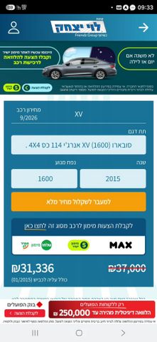 מודעת רכב סובארו XV