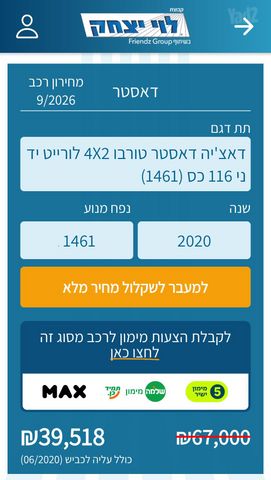 מודעת רכב דאצ'יה דאסטר