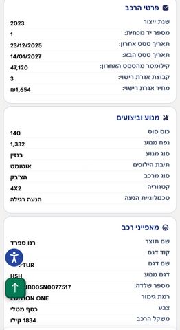 מודעת רכב רנו קפצ'ור