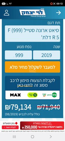 מודעת רכב סיאט ארונה
